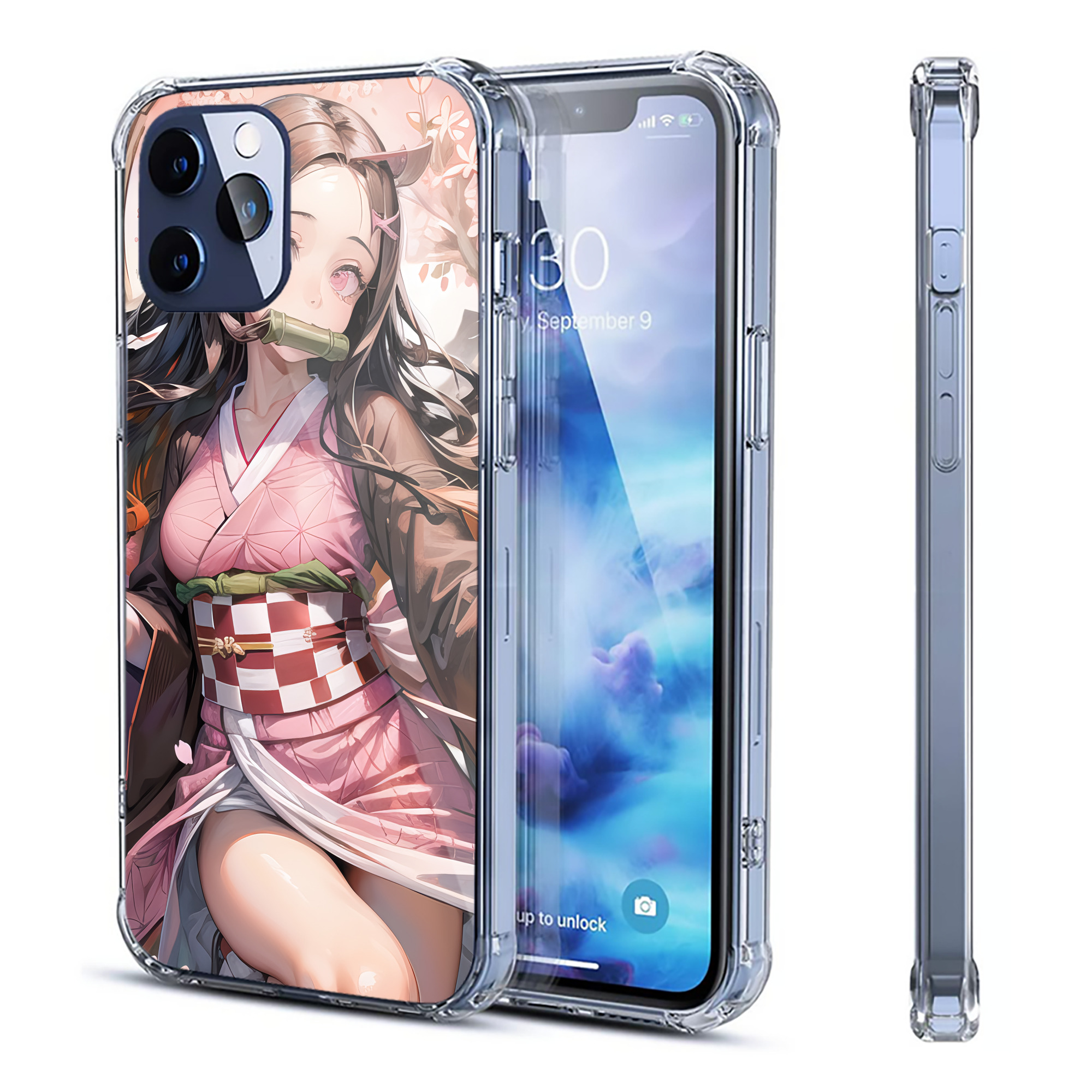 （画像用） 鬼滅の刃（きめつのやいば）竈門 禰󠄀豆子／かまど ねずこ Kamado Nezuko 【iPhone 12シリーズ対応】透明スマホケース（クリアソフトケース）